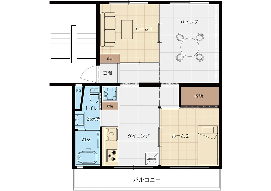リノベ４５「プラン２」間取り