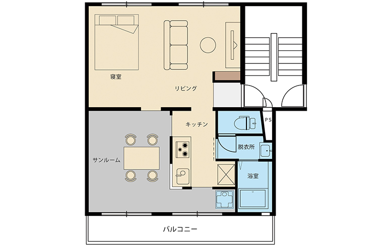 リノベ45「サンルームがある家」間取図