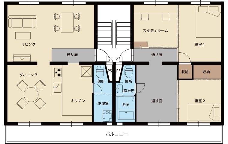 「通り庭がある家」間取図