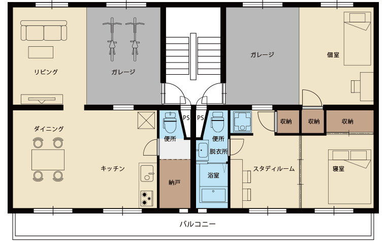 「通り庭がある家」間取図